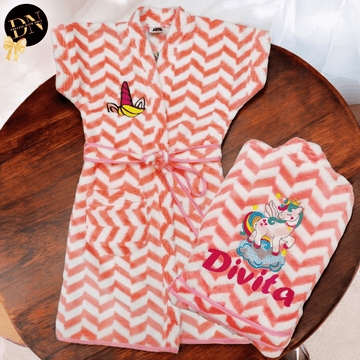 Unicorn Striped Bathrobe