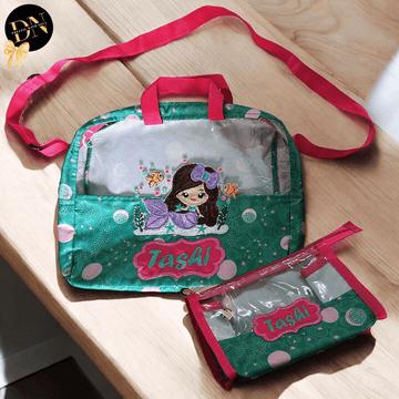 Mermaid Printed Bag & Pouch Set