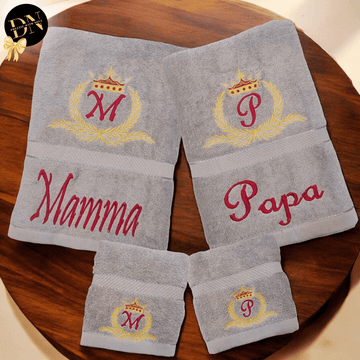 Royal Monogram Couple Bath & Hand Towel Set