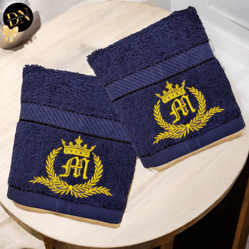 Vintage Crown Initial Hand Towel