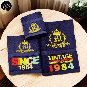 Vintage Crown Initial Towel Set