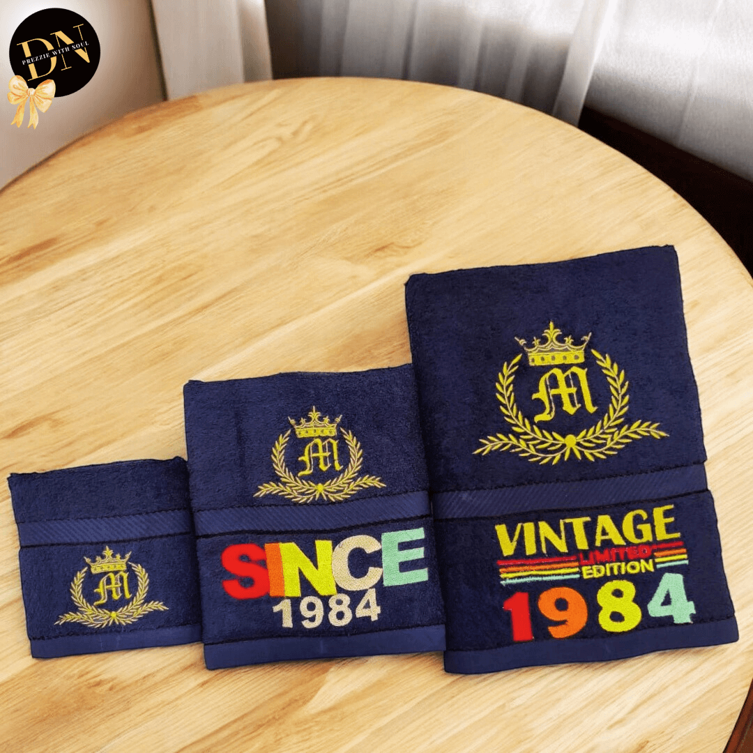 Vintage Crown Initial Towel Set