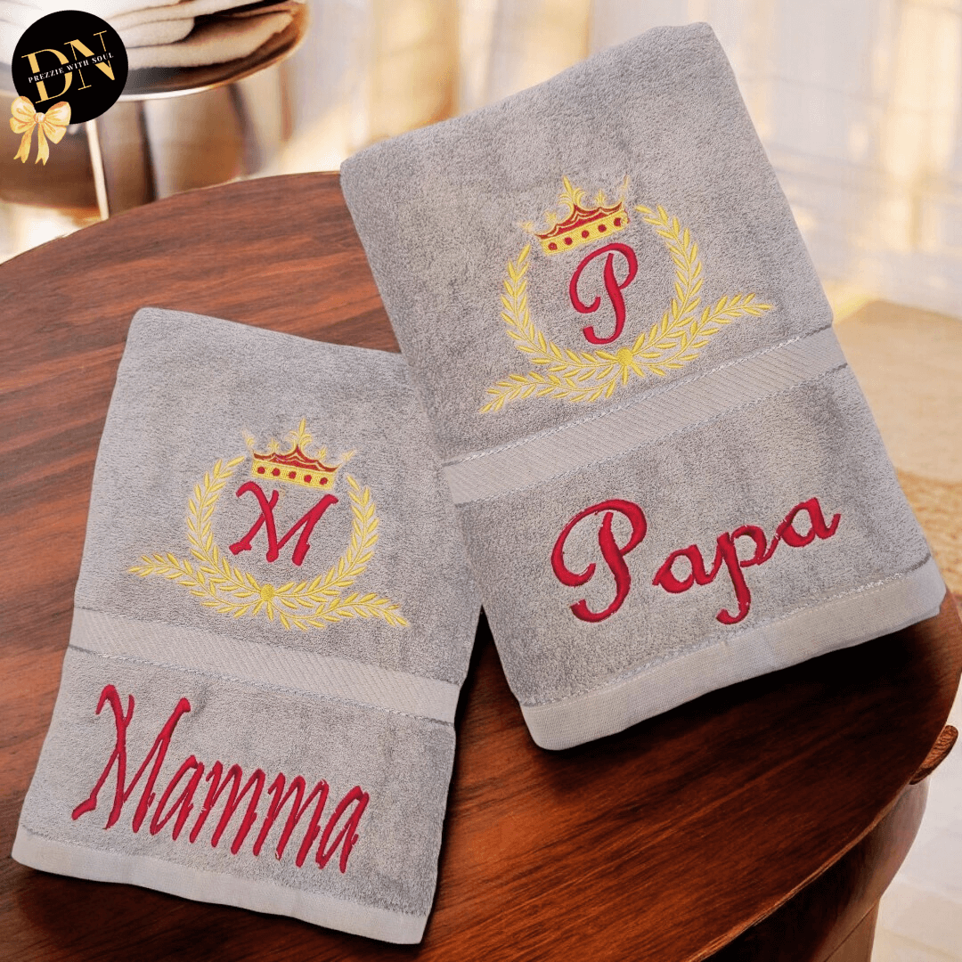 Royal Monogram Couple Bath & Hand Towel Set