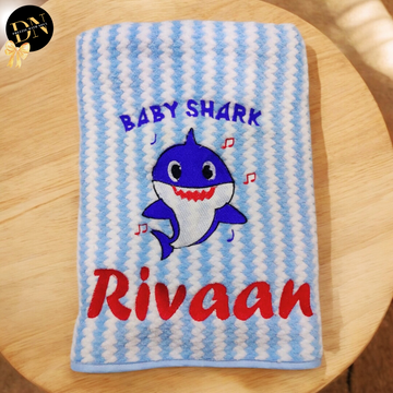 Baby Shark Striped Bath Towel