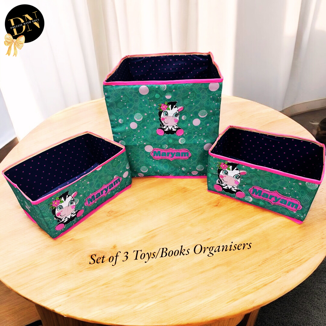 Baby Zebra Set of 3 Toys or Books Organizers