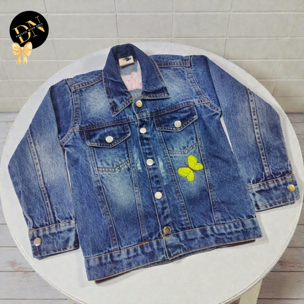 Girl with Butterfly Denim Jacket