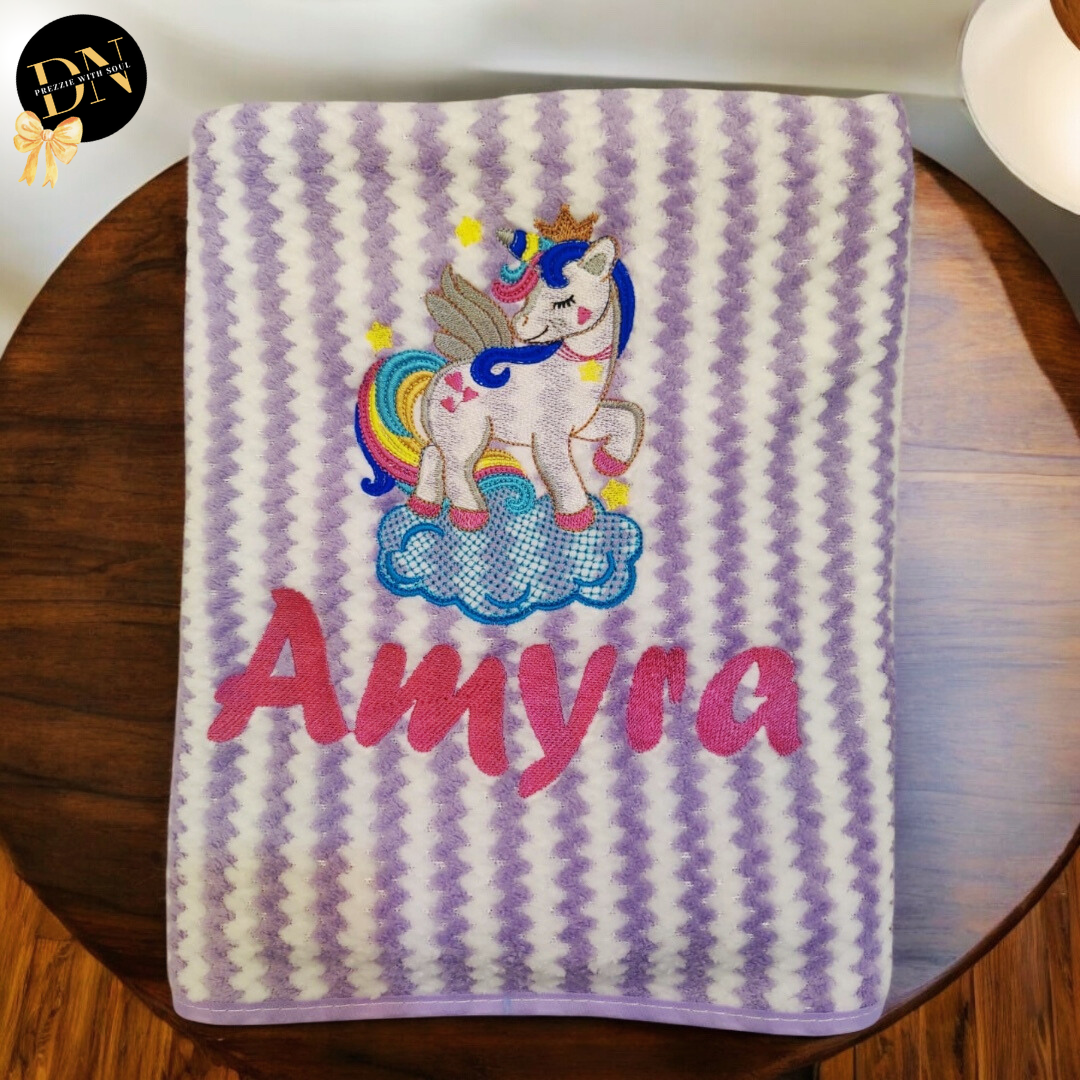Unicorn Striped Bath Towel