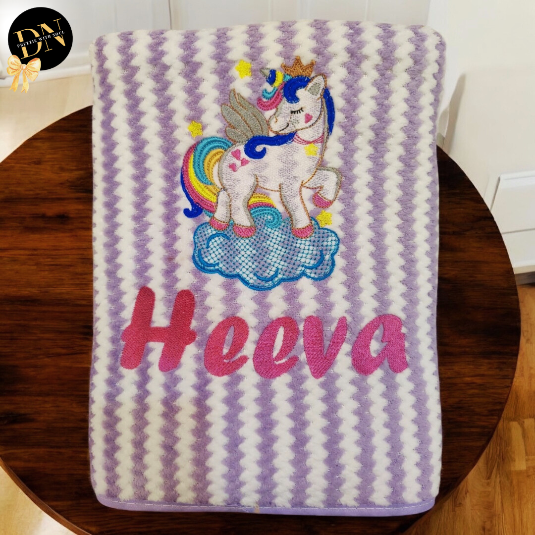 Unicorn Striped Bath Towel